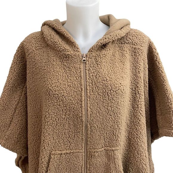 Koolaburra by UGG Cozy Sherpa Plush Tunic Lounger Amphora Tan full zip small - Picture 2 of 9